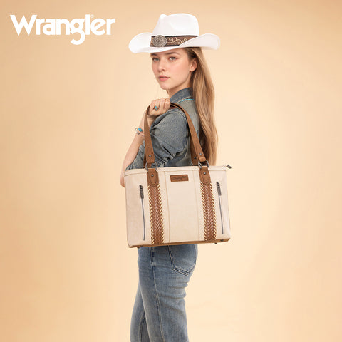 WG217-2002 Wrangler Braided Whipstitch Zippered Tote