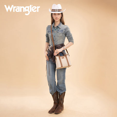 WG217-889  Wrangler Braided Whipstitch Top Handle Small Tote/Crossbody