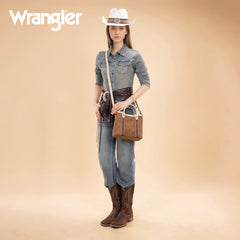 WG217-889  Wrangler Braided Whipstitch Top Handle Small Tote/Crossbody