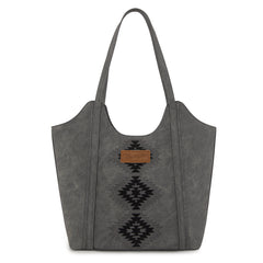 WG218-8250  Wrangler Aztec Embroidered Tote Bag- Black