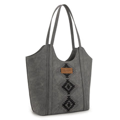 WG218-8250  Wrangler Aztec Embroidered Tote Bag- Black