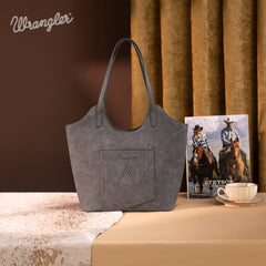 WG218-8250  Wrangler Aztec Embroidered Tote Bag- Black