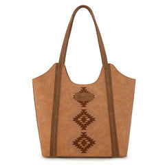 WG218-8250  Wrangler Aztec Embroidered Tote Bag- Brown
