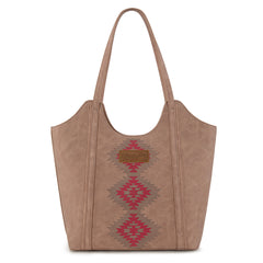 WG218-8250  Wrangler Aztec Embroidered Tote Bag- Dark Pink