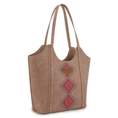 WG218-8250  Wrangler Aztec Embroidered Tote Bag- Dark Pink