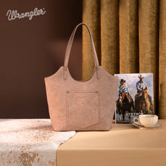 WG218-8250  Wrangler Aztec Embroidered Tote Bag- Dark Pink