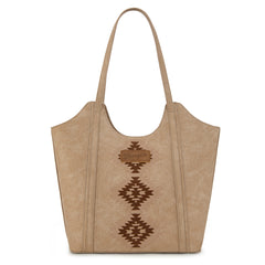 WG218-8250  Wrangler Aztec Embroidered Tote Bag- Tan