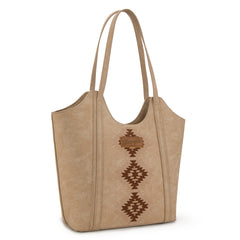 WG218-8250  Wrangler Aztec Embroidered Tote Bag- Tan