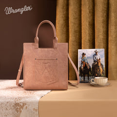 WG218-8900  Wrangler Aztec Embroidered Tote Bag/Crossbody- Dark Pink
