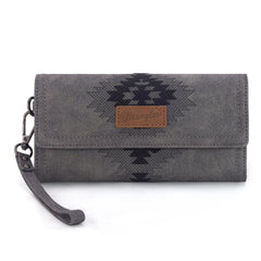 WG218-W068  Wrangler Aztec Embroidered  Wallet/Wristlet -Black