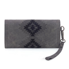 WG218-W068  Wrangler Aztec Embroidered  Wallet/Wristlet -Black