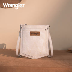 WG219-183  Wrangler "W" Stitch Water Repellent Denim Pocket  Crossbody- Beige