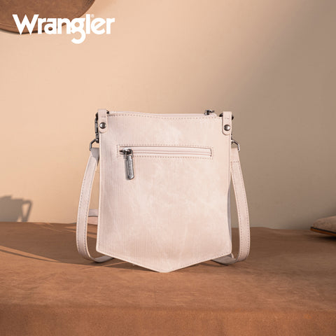 WG219-183  Wrangler "W" Stitch Water Repellent Denim Pocket  Crossbody- Beige