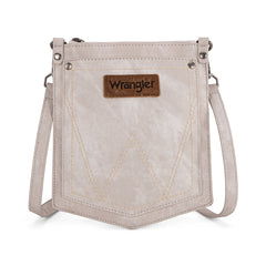 WG219-183  Wrangler "W" Stitch Water Repellent Denim Pocket  Crossbody- Beige