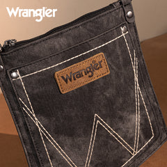 WG219-183  Wrangler "W" Stitch Water Repellent Denim Pocket Crossbody- Black