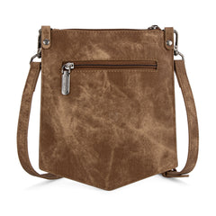 WG219-183  Wrangler "W" Stitch Water Repellent Denim Pocket Crossbody- Brown