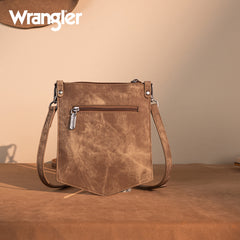 WG219-183  Wrangler "W" Stitch Water Repellent Denim Pocket Crossbody- Brown