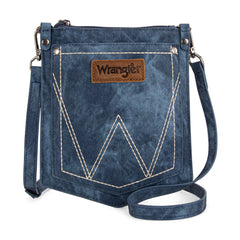 WG219-183  Wrangler "W" Stitch Water Repellent Denim Pocket Crossbody- Jean