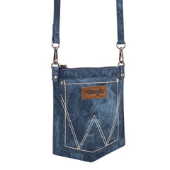 WG219-183  Wrangler "W" Stitch Water Repellent Denim Pocket Crossbody- Jean