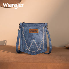 WG219-183  Wrangler "W" Stitch Water Repellent Denim Pocket Crossbody- Jean