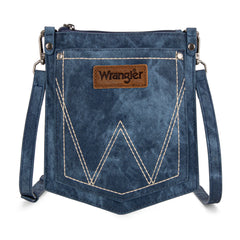 WG219-183  Wrangler "W" Stitch Water Repellent Denim Pocket Crossbody- Jean