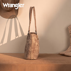 WG219-8317  Wrangler "W" Stitch Water Repellent Zippered Tote Bag- Brown