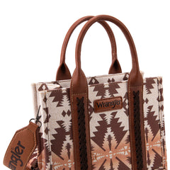 WG2203-8120S  Wrangler Southwestern  Print Small Canvas Tote/Crossbody - Light Coffee