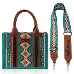 WG2203-8120SW  Wrangler Aztec Small Tote/Crossbody and Card Case Set 2Pc- Turquoise