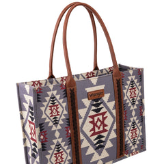 WG2203-8119 Wrangler Southwestern Pattern Dual Sided Print Canvas Wide Tote Lavender