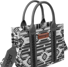 WG2203A-8120S  Wrangler Southwestern  Print Small Canvas Tote/Crossbody -Black