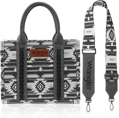 WG2203-8120SW  Wrangler Aztec Small Tote/Crossbody and Card Case Set 2Pc- Black