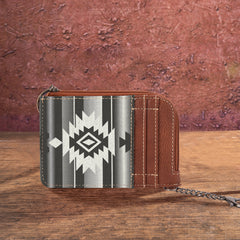 WG2203-W005 Wrangler Southwestern Art Print Mini Zip Card Case  -Dark Grey