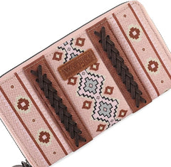 WG2203-W006  Wrangler Southwestern Art Print Wallet  Pink (ONLINE ONLY)