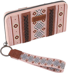 WG2203-W006  Wrangler Southwestern Art Print Wallet  Pink (ONLINE ONLY)