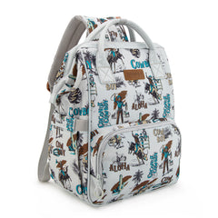 WG2204-91102   Wrangler Cowboy Printed Callie Backpack/Diaper Bag-Beige