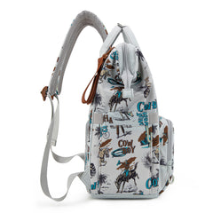 WG2204-91102   Wrangler Cowboy Printed Callie Backpack/Diaper Bag-Beige
