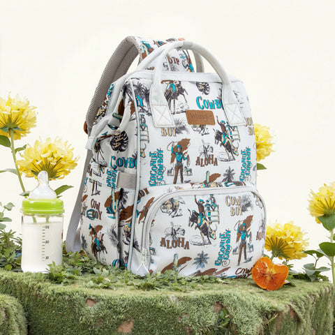 WG2204-91102   Wrangler Cowboy Printed Callie Backpack/Diaper Bag-Beige