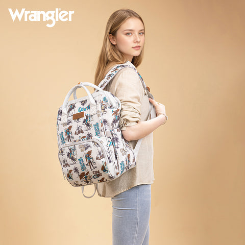WG2204-91102   Wrangler Cowboy Printed Callie Backpack/Diaper Bag-Beige
