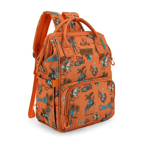 WG2204-91102   Wrangler Cowboy Printed Callie Backpack/Diaper Bag- Brown