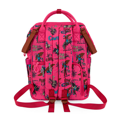 WG2204-91102   Wrangler Cowboy Printed Callie Backpack/Diaper Bag-Dark Pink