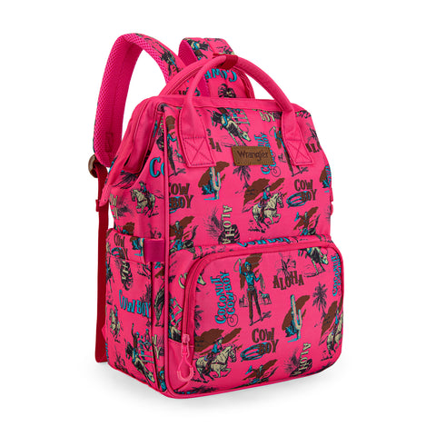 WG2204-91102   Wrangler Cowboy Printed Callie Backpack/Diaper Bag-Dark Pink
