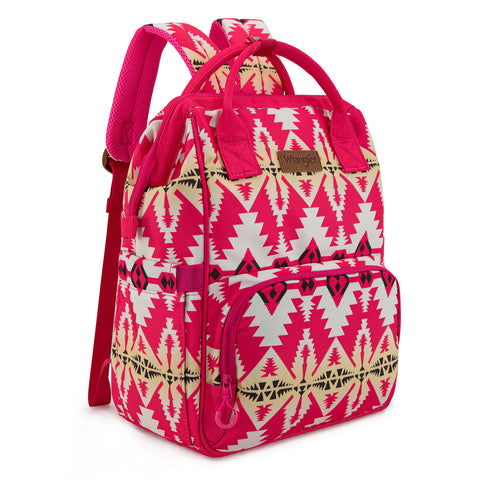 WG2204-91102   Wrangler Aztec Printed Callie Backpack/Diaper Bag- Hot Pink