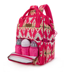 WG2204-91102   Wrangler Aztec Printed Callie Backpack/Diaper Bag- Hot Pink