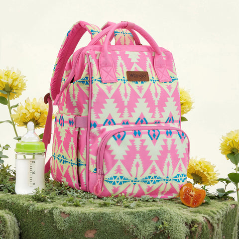 WG2204-91102   Wrangler Aztec Printed Callie Backpack/Diaper Bag- Pink