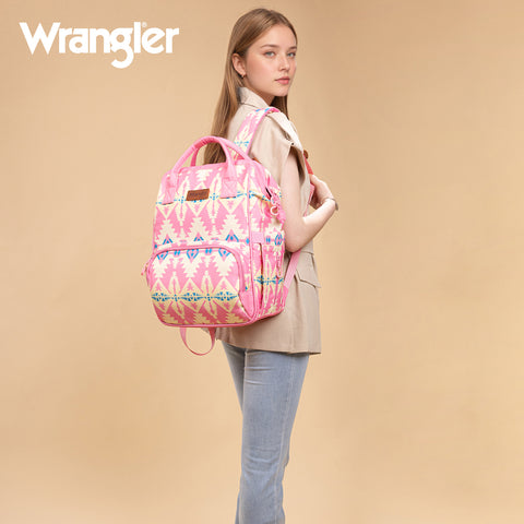 WG2204-91102   Wrangler Aztec Printed Callie Backpack/Diaper Bag- Pink