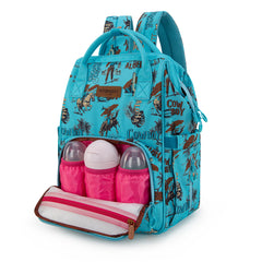 WG2204-91102   Wrangler Cowboy Printed Callie Backpack/Diaper Bag- Turquoise