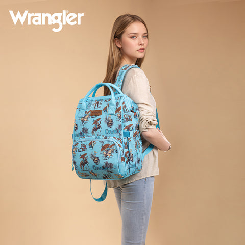 WG2204-91102   Wrangler Cowboy Printed Callie Backpack/Diaper Bag- Turquoise