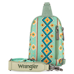 WG2205-210  Wrangler Aztec Print Crossbody Sling Chest Bag  - Light Green