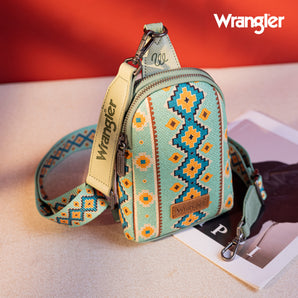 WG2205-210 Wrangler Aztec Print Crossbody Sling Chest Bag - Light Green
