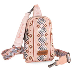 WG2205-210  Wrangler Aztec Print Crossbody Sling Chest Bag  - Pink